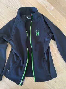 Spyder Kids Black Jacket with Bright Green Trim